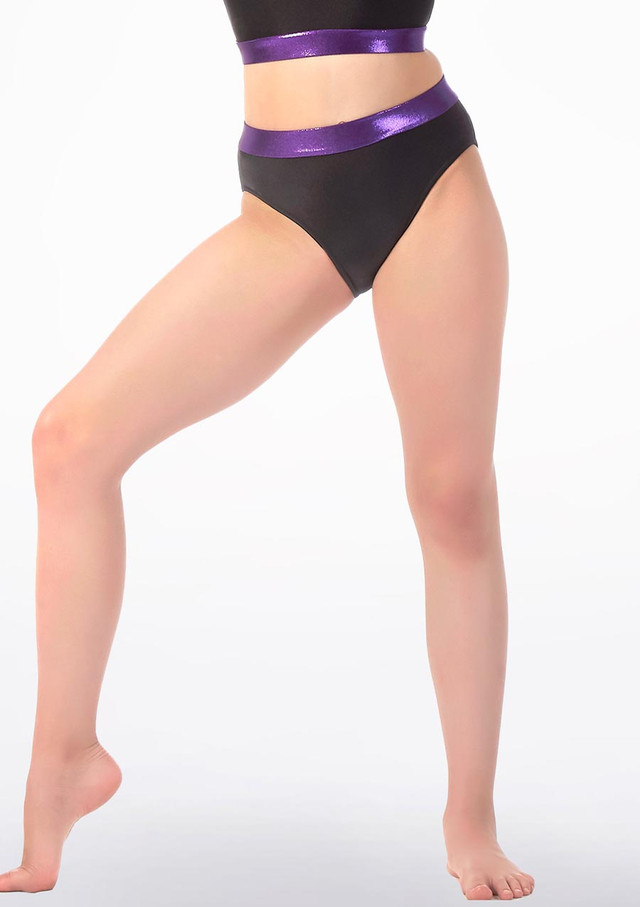 Alegra Fuse Girls High Waist Briefs Black-Purple Front [Black]