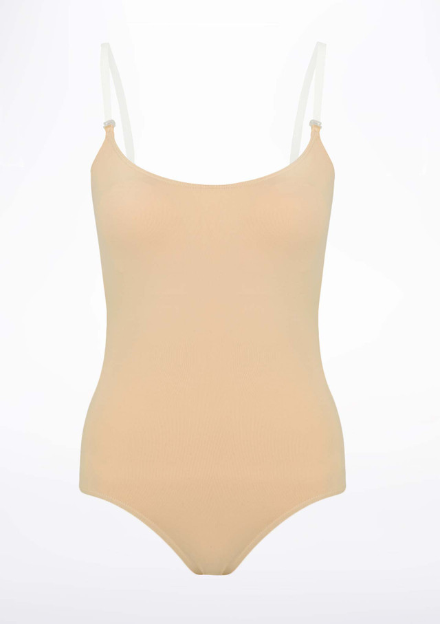 Capezio BraTek Nude Camisole Leotard Tan Front [Tan]