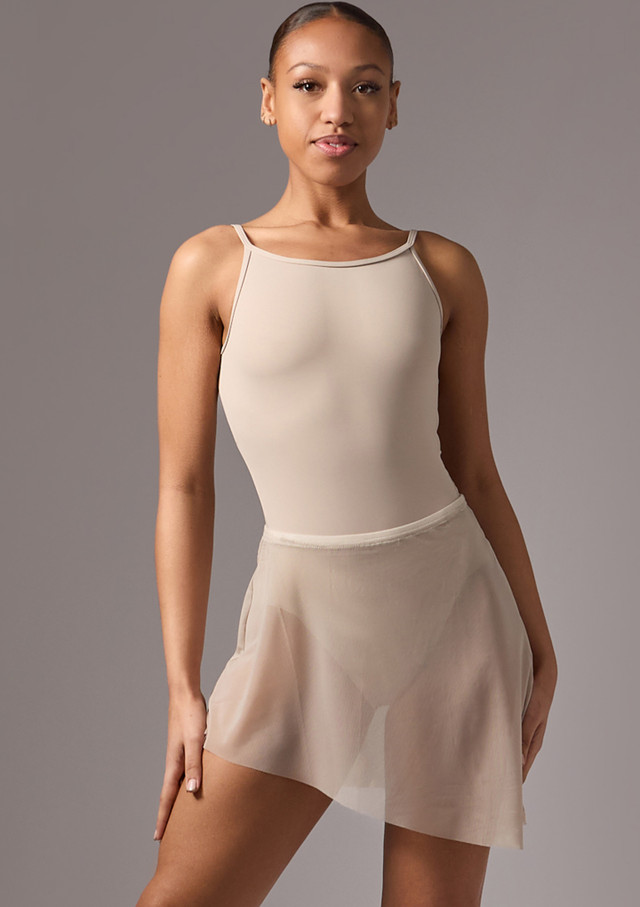 Move Dance Riley Asymmetric Mini Skirt Latte Front [Brown]