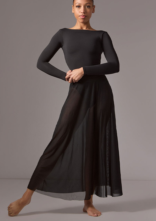 Move Dance Elise Long Skirt Black Front [Black]