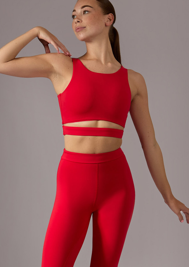 Move Dance Naya Cut Out Crop Top Red Front [Red]