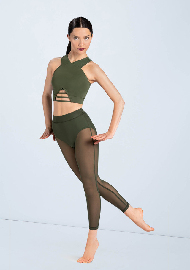 Weissman Lattice Front Crop Top [Verde]