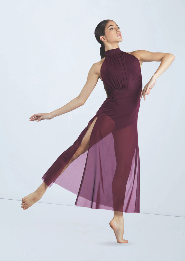 Weissman Crisscross Mesh Maxi Dress Raisin 3087 [Purple]